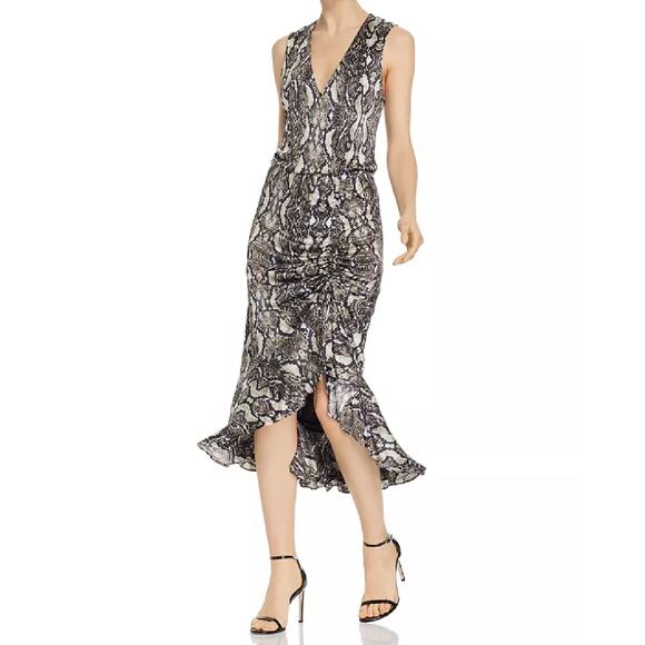 Parker Briony Snakeskin-Print Midi Dress Size Medium - Picture 3 of 14